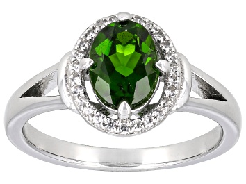 Picture of Green Chrome Diopside Rhodium Over Sterling Silver Ring 1.31ctw