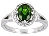 Green Chrome Diopside Rhodium Over Sterling Silver Ring 1.31ctw