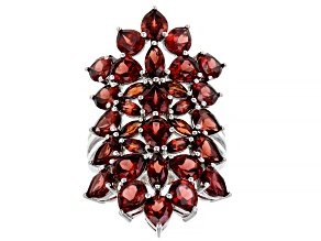 Red Garnet Rhodium Over Sterling Silver Cluster Ring 9.54ctw