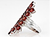 Red Garnet Rhodium Over Sterling Silver Cluster Ring 9.54ctw