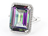 Multi-Color Quartz Rhodium Over Sterling Silver Ring 9.78ctw