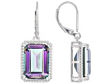 Multi-Color Quartz Rhodium Over Sterling Silver Earrings 12.07ctw