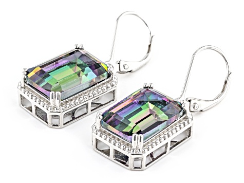 Multi-Color Quartz Rhodium Over Sterling Silver Earrings 12.07ctw