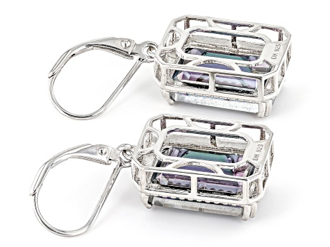 Multi-Color Quartz Rhodium Over Sterling Silver Earrings 12.07ctw