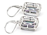 Multi-Color Quartz Rhodium Over Sterling Silver Earrings 12.07ctw