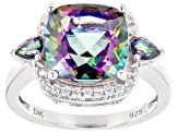 Multi-Color Quartz Rhodium Over Sterling Silver Ring 3.87ctw