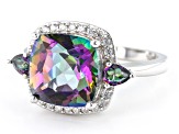 Multi-Color Quartz Rhodium Over Sterling Silver Ring 3.87ctw