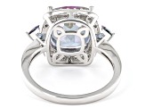 Multi-Color Quartz Rhodium Over Sterling Silver Ring 3.87ctw