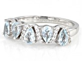 Aquamarine Rhodium Over Sterling Silver Band Ring 0.98ctw