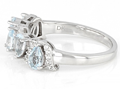 Aquamarine Rhodium Over Sterling Silver Band Ring 0.98ctw