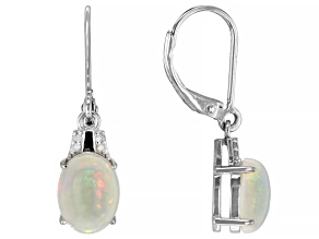 Multi Color Opal Rhodium Over Sterling Silver Earrings 1.90ctw