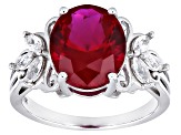 Red Lab Created Ruby Rhodium Over Sterling Silver Ring 5.07ctw