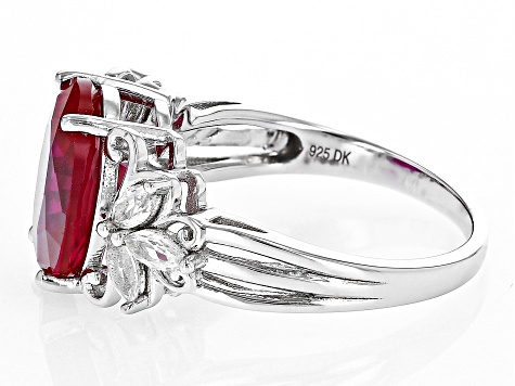Red Lab Created Ruby Rhodium Over Sterling Silver Ring 5.07ctw