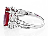 Red Lab Created Ruby Rhodium Over Sterling Silver Ring 5.07ctw