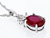 Red Lab Created Ruby Rhodium Over Sterling Silver Pendant With Chain 4.82ctw