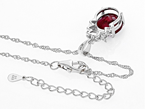 Red Lab Created Ruby Rhodium Over Sterling Silver Pendant With Chain 4.82ctw
