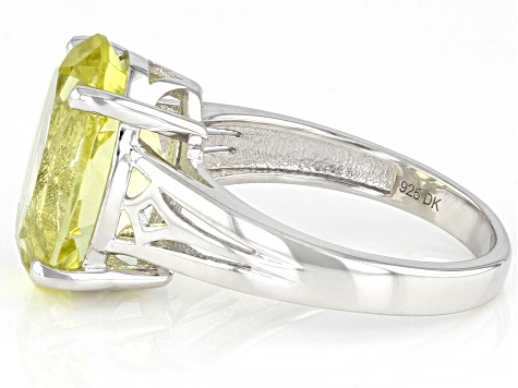 Green Gold Quartz Rhodium Over Sterling Silver Solitaire Ring 4.51ct