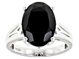 Black Spinel Rhodium Over Sterling Silver Solitaire Ring 6.12ct