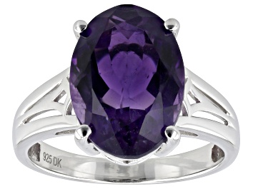 Picture of Purple Amethyst Rhodium Over Sterling Silver Solitaire Ring 4.51ct