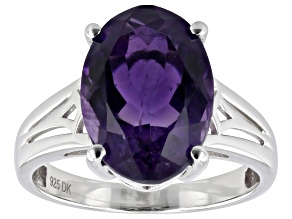 Purple Amethyst Rhodium Over Sterling Silver Solitaire Ring 4.51ct