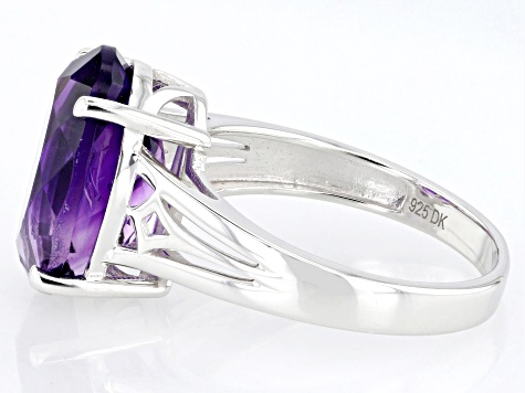 Purple Amethyst Rhodium Over Sterling Silver Solitaire Ring