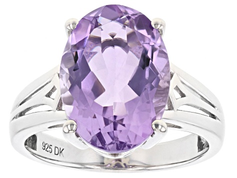 Lavender Amethyst Rhodium Over Sterling Silver Solitaire Ring