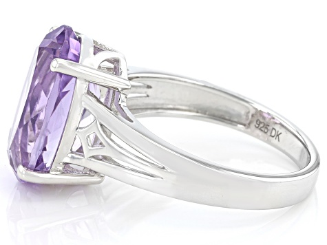 Lavender Amethyst Rhodium Over Sterling Silver Solitaire Ring