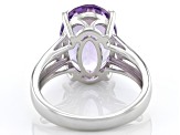 Lavender Amethyst Rhodium Over Sterling Silver Solitaire Ring