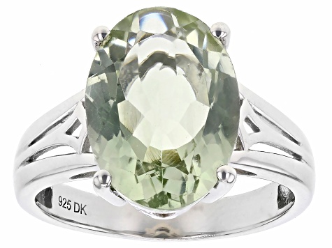 Prasiolite Rhodium Over Sterling Silver Solitaire Ring 4.51ct