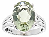 Prasiolite Rhodium Over Sterling Silver Solitaire Ring 4.51ct