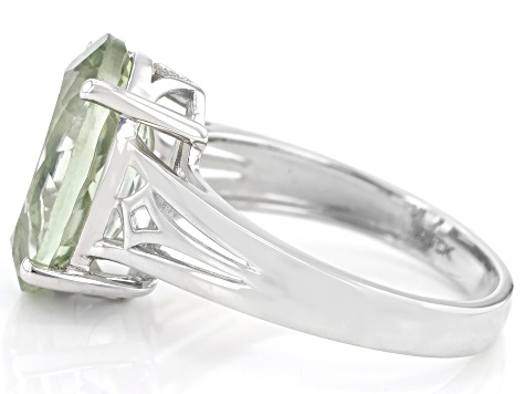 Prasiolite Rhodium Over Sterling Silver Solitaire Ring 4.51ct