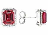 Red Lab Padparadscha Sapphire Rhodium Over Sterling Silver Stud Earrings 6.92ctw