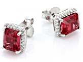 Red Lab Padparadscha Sapphire Rhodium Over Sterling Silver Stud Earrings 6.92ctw