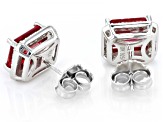 Red Lab Padparadscha Sapphire Rhodium Over Sterling Silver Stud Earrings 6.92ctw