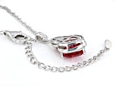 Red Lab Created Padparadscha Sapphire Rhodium Over Sterling Silver Pendant with Chain