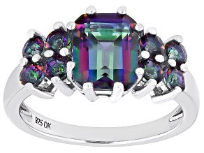 Multi-Color Quartz Rhodium Over Sterling Silver Ring 2.95ctw