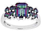 Multi-Color Quartz Rhodium Over Sterling Silver Ring 2.95ctw