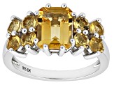 Golden Citrine Rhodium Over Sterling Silver Ring 3.12ctw