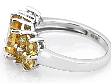 Golden Citrine Rhodium Over Sterling Silver Ring 3.12ctw