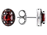 Red Garnet Rhodium Over Sterling Silver Stud Earrings 1.76ctw