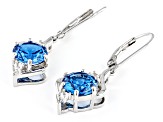 Blue Lab Created Spinel Rhodium Over Sterling Silver Dangle Earrings 3.64ctw