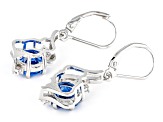 Blue Lab Created Spinel Rhodium Over Sterling Silver Dangle Earrings 3.64ctw