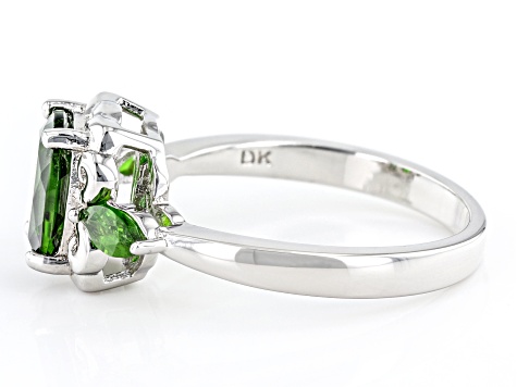 Chrome Diopside Rhodium Over Sterling Silver Ring 1.55ctw