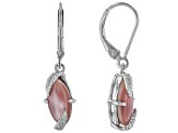 Pink Mother-Of-Pearl Rhodium Over Sterling Silver Dangle Earrings 0.09ctw
