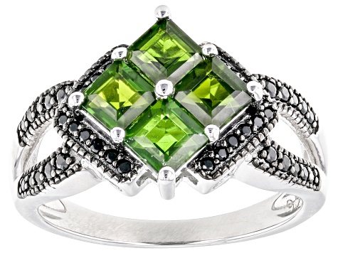 Chrome Diopside Rhodium Over Sterling Silver Ring 1.58ctw