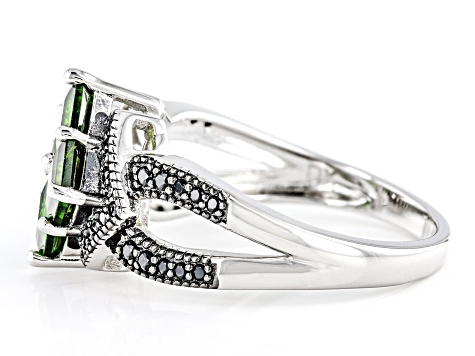 Chrome Diopside Rhodium Over Sterling Silver Ring 1.58ctw