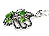 Chrome Diopside Rhodium Over Sterling Silver Butterfly Pendant With Chain 1.51ctw