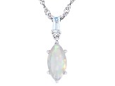 Multi Color Ethiopian Opal Rhodium Over Sterling Silver Pendant with Chain 0.51ctw