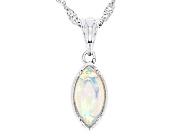 Picture of Multi Color Ethiopian Opal Rhodium Over Sterling Silver Pendant with Chain 0.40ct