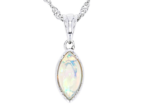 Multi Color Ethiopian Opal Rhodium Over Sterling Silver Pendant with Chain 0.40ct